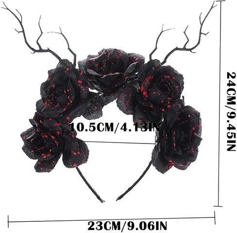 Bufenia Halloween Headband Day of the Dead Head Piece Floral Crown Headbands Gothic Hair Band Mexican Flower Headpiece Costume Cosplay for Women and Girls (Skull 2) in Kuwait