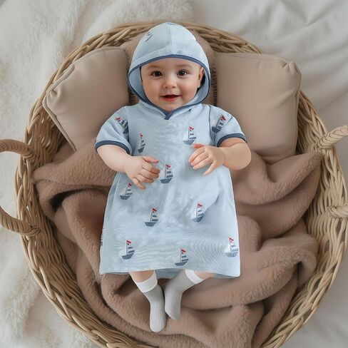 Baby Boy Girl Swim Cover Up Hooded Beach Towel Toddler Terry Cloth Bathrobe Bathing Suit Coverup in Kuwait