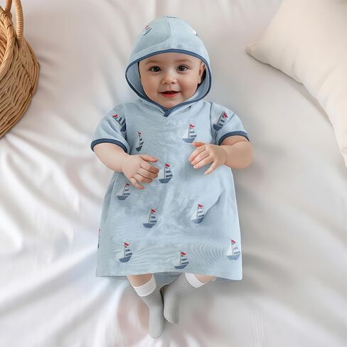 Baby Boy Girl Swim Cover Up Hooded Beach Towel Toddler Terry Cloth Bathrobe Bathing Suit Coverup in Kuwait