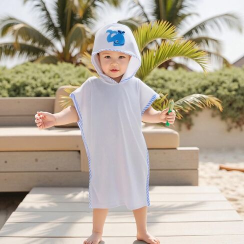 Baby Boy Girl Swim Cover Up Hooded Beach Towel Toddler Terry Cloth Bathrobe Bathing Suit Coverup in Kuwait