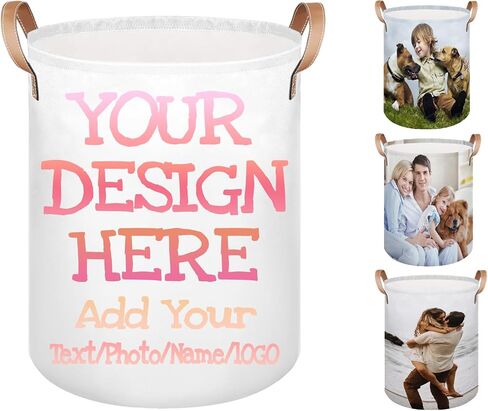 Custom Laundry Basket with Name, Personalized Baby Laundry Hamper for Bedroom Bathroom, Round Storage Hamper with Handle for Men Women Pink in Saudi Arabia