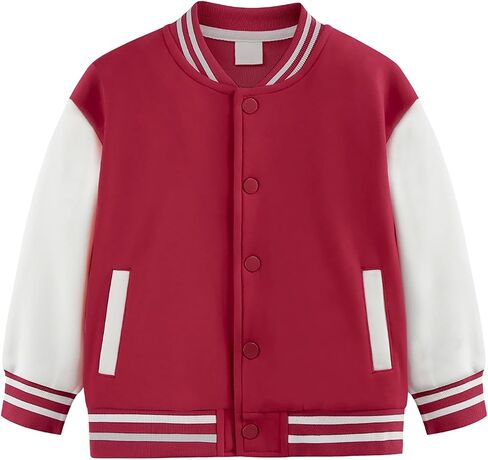 Kids Baseball Jacket Varsity Letterman Coat Fall Winter Fleece Bomber Vintage Outerwear Kids Bomber in Saudi Arabia