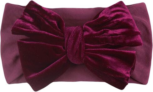 Baby Solid Headwear Girls Accessories Bow Kids Velvet Hair Headband Baby Girl Romper And Matching (A-Purple, One Size) in Kuwait