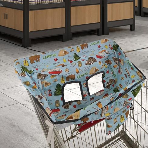 Shopping Cart Cover - Baby Safety Cart Cover with Cute Prints, infantt Seat Protector | Easy-to-Use Shopping Cart Seat Cover, Comfortable Shopping Cart Cover for Highchairs, Swings, and Toddler Carts in Saudi Arabia