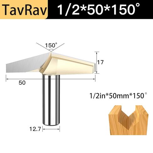 1/2inch Shank V Groove Router bit 150 Degree 32mm Dia Carbide Tipped CNC v bit for Woodworking Engraving Carving in Kuwait
