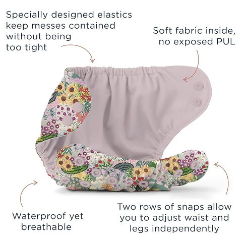 Esembly Try-It Kit - Cloth Diaper Starter Set with Organic Cotton Diapers, Waterproof Diaper Cover, Wet Bag, and Laundry Detergent - Fantastic Fungi, Size 1 (7-18lbs) in Kuwait