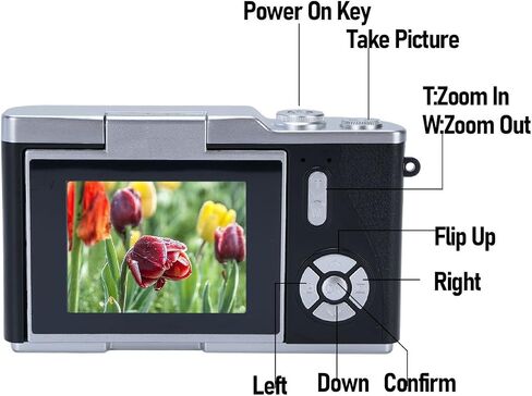 الكاميرا الرقمية ، 1080 بكسل HD 48 ميجابكسل نقطة وتصوير كاميرا مع شاشة 2.4 بوصة HD Flip ، مدمجة في مصباح تعبئة LED ، 8x التصغير الرقمي ، للطلاب المراهقين (أسود) in Kuwait