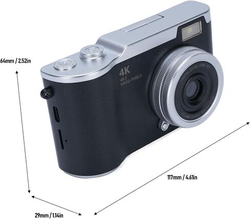 الكاميرا الرقمية ، 1080 بكسل HD 48 ميجابكسل نقطة وتصوير كاميرا مع شاشة 2.4 بوصة HD Flip ، مدمجة في مصباح تعبئة LED ، 8x التصغير الرقمي ، للطلاب المراهقين (أسود) in Kuwait
