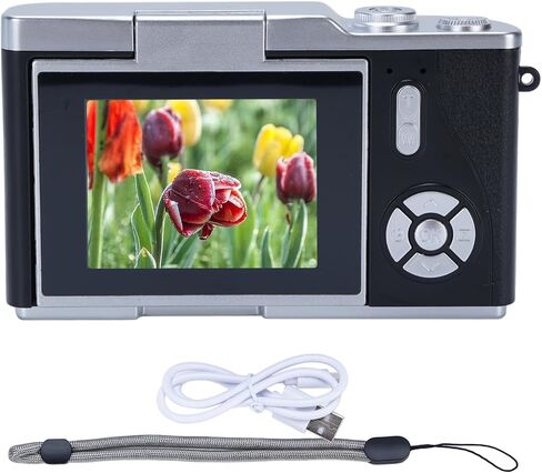 الكاميرا الرقمية ، 1080 بكسل HD 48 ميجابكسل نقطة وتصوير كاميرا مع شاشة 2.4 بوصة HD Flip ، مدمجة في مصباح تعبئة LED ، 8x التصغير الرقمي ، للطلاب المراهقين (أسود) in Kuwait