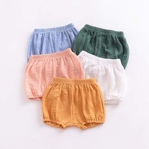 EISHOW 3 Pack Infant Baby Soft Ruffle Shorts Bloomer Kids Boy Girl Solid Cotton Linen Blend Cute Harem Bottom Pants in Kuwait