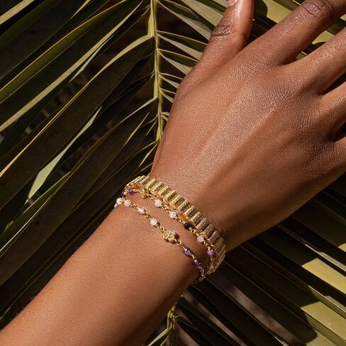 KARMA AND LUCK Spirit of Love - Genuine Garnet Stones 925 Sterling Silver- 18K Gold Plated Wrap Bracelet for Women with Gorgeous Heart Charms. Ready to Gift for Her. in Kuwait