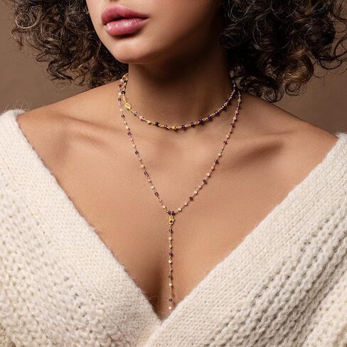 KARMA AND LUCK Spirit of Love - Genuine Garnet Stones 925 Sterling Silver- 18K Gold Plated Wrap Bracelet for Women with Gorgeous Heart Charms. Ready to Gift for Her. in Kuwait