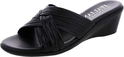 ITALIAN SHOEMAKERS Womens Saylor Wedge Sandal (9 Wide, Black) in Kuwait