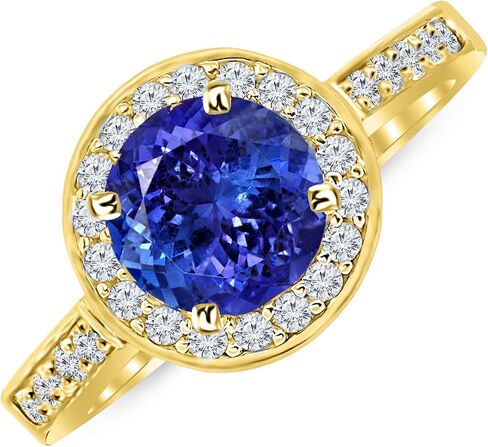 2.35 Carat 14K White Gold Graduating Classic Halo Prong And Pave-set Round Diamond Engagement Ring with a 2 Carat Natural Tanzanite Center (Heirloom Quality) in Saudi Arabia