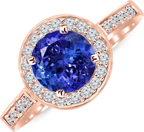 2.35 Carat 14K White Gold Graduating Classic Halo Prong And Pave-set Round Diamond Engagement Ring with a 2 Carat Natural Tanzanite Center (Heirloom Quality) in Saudi Arabia