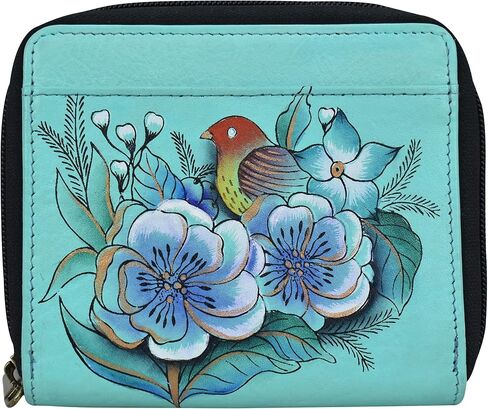 Anna by Anuschka Women's Hand-Painted Genuine Leather Zippered Organizer Wallet - Elephant Family in Saudi Arabia