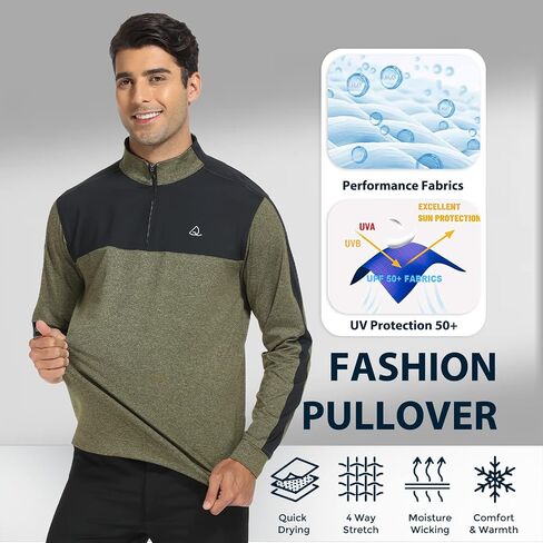 DEOLAX Quarter Zip Pullover Men Dry Fit 1/4 Zip Golf Pullover UPF50+ Moisture Wicking Mock Neck Mens Pullover Sweatshirts in Saudi Arabia