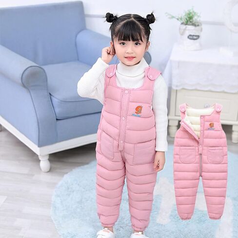 Toddler Snow Pants Baby Boy Girl Winter Clothes Down Puffer Coat Windproof Warm Snow Ski Bib Overalls Snowsuit in Kuwait