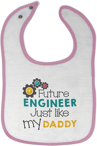Toddler & Baby Bibs Burp Cloths Dad Future Engineer Like My Daddy Dad Father's Day Cotton Baby Items for Baby Girl & Boy White Soft Pink Design Only in Saudi Arabia