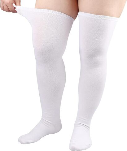 DRESHOW زائد حجم الفخذ جوارب عالية مخطط فوق الركبة طويلة التمهيد جوارب الركبة عالية أنبوب الجوارب مدفئات الساق للنساء in Kuwait