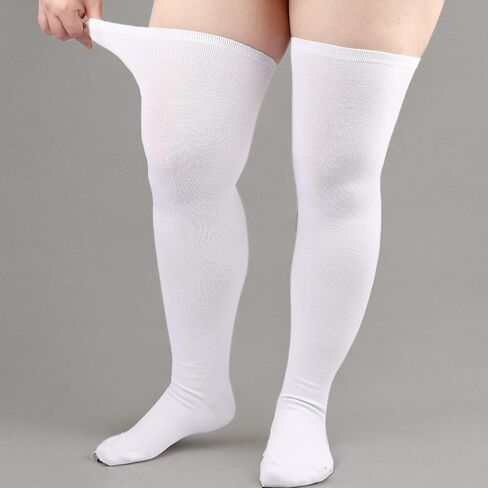 DRESHOW زائد حجم الفخذ جوارب عالية مخطط فوق الركبة طويلة التمهيد جوارب الركبة عالية أنبوب الجوارب مدفئات الساق للنساء in Kuwait