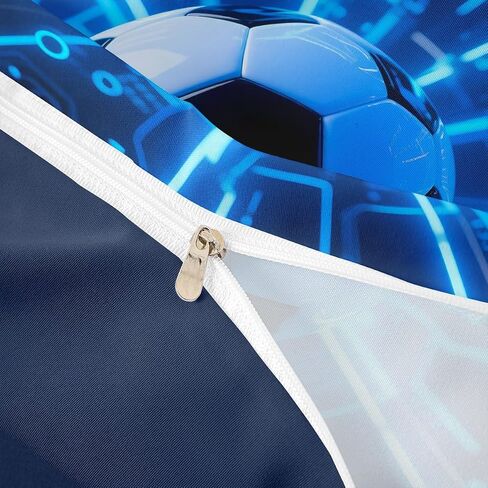 Jejeloiu 3D Soccer Cofforter Cover Toddler Kids Football Fire Ball Gaming Set for Boys Girls Teens Sports Divel Cover Decor in Kuwait
