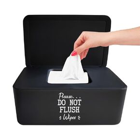 Moorfowl Baby Wipes Container Bathroom, 7.28" L * 4.80" W * 2.75" H, Adorable Please DO NOT Flush Toilet Wipes Dispenser Holder for Septic System or Septic Tank, Chic Style