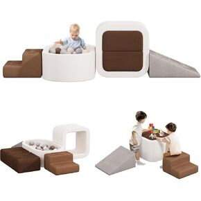 BanaSuper 6-Piece Kids Climbing Foam Blocks Playset - with Ball Pit for Toddlers Crawling, Sliding and Playing Indoor (Balls not Included), Soft Foam Climbing Toys