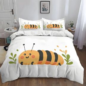 3Pcs Autumn Floral Fruits Food Leaves Duvet Cover Queen Bedding Sets, Brown Soft Microfiber Quilt Cover, 2 Pillow Cases for Boys Girls Toddler Kids Bedding