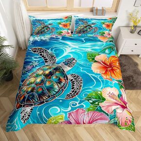 jejeloiu Boys Girls Daisy Duvet Cover Toddler Size, Botanical Floral Bedding Set Kids Blossom Flowers Comforter Cover Natural Theme Teens Bedspread Cover 2Pcs with 1 Pillow Case (No Comforter)