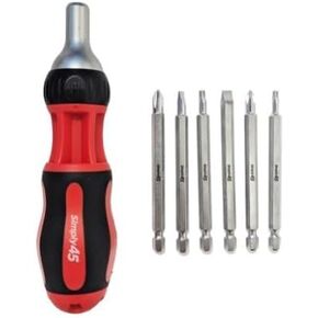 S45-501 7-in-1 Multi Bit Ratcheting Screwdriver, 9-Inch with High-Torque 2x Speed Ratcheting Mechanism, Easy-View Bit Storage Handle, Shock-Resistant Chrome-Plated Steel Bits