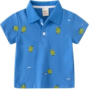 Kids Boys Polo Shirt Short Sleeve Hawaii Golf T-Shirt Summer Vacation Tops Toddler Cute Animals Prints Crop Tie Tees