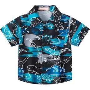 Boys Summer Hawaiian Polo Shirts Short Sleeve Aloha Shirts Kids Toddler Tropical Button Down Tops Active Golf Shirt