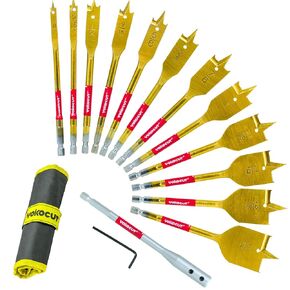 Spade Drill Bit Set, 6PCS Paddle Bits Set, 3/8"-1" Spade Bits with 1/4 Hex Shank, Wood Hole Cutter, Drill Bits for Wood