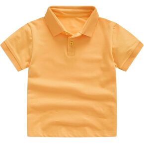 Boys Classic Plain Polo Shirt Short Sleeve Half Button T-Shirt Tops Soft Bassic Blouse Toddler School Uniform Tee