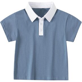 Boys School Uniform Short Sleeve Polo Half Button Down Golf Tennis T-Shirt Toddler Kids Solid Lapel Collared Top