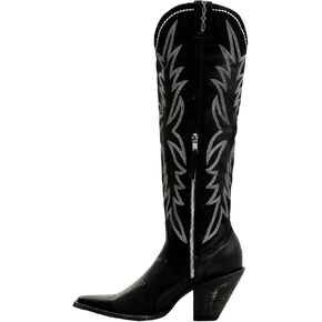 Western Women's Embroidered Cowboy Knee-High Boots Pointed Women's Boots Side Zipper Chunky Heel Cowboy Boots