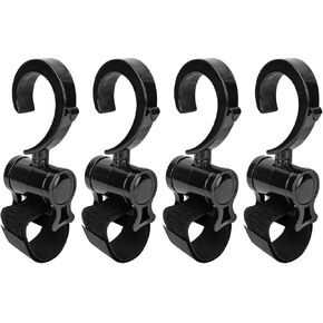 4pcs عربات السنانير عربات الأطفال ، خطاطيف عربة متعددة الوظائف لتعليق حقيبة الظهر على حقائب التسوق ، مقاطع خطاف عالمية 360 درجة قابلة للتدوير لتعليق حقيبة المحفظة