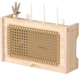 Power Router Fences Rattan Router Storage Box, Wall Mounted Hide Router Decor, Floating Router Shelf, WiFi Box Hider, Modem Cable Router Cover for Office and Home