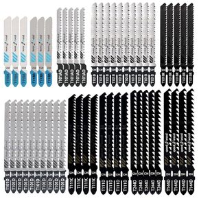 52Pack T-Shank Jigsaw Blades, Jig Saw Blades Set Made with High Speed Carbon Steel, HCS/HSS Jig Saw Blades for Wood, Plastic and Metal Cutting