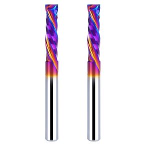 2PCS Up & Down Cut Spiral Router Bit 1/4 Inch Shank 1/4 Inch Cutting Diameter, Coating CNC Router Bits End Mill for Wood Cutting, Slot Mortise, Engraving