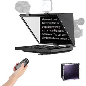 Desview 20'' Teleprompter Portable Professional Broadcast Prompter Support Vertical Horizontal Shooting Quick Installation for Live Streaming Meeting Program Recording Vlog Creation with Carry Case