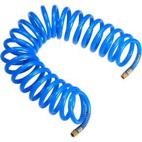 Professional Recoil Air Hose 1/4" ID x 20ft - Flexible Polyurethane Coil Hose with Rotating Swivel End, Durable Bend Restrictor for Air Compressors & Pneumatic Tools