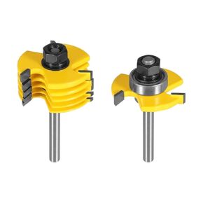 2pcs Slot Cutter 3 Wing Router Bit Set Woodworking Chisel Tool- 1/2"& 1/4" Shank Tenon Cutter Adjust(12x44.5)