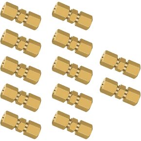 3/16" OD x 3/16" OD Compression Union Connectors for 3/16in (4.76mm) Tube, 12 Pack