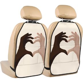 Two Hands Forming Heart Shape Car Seat Back Kick Protectors,2 Pack Kick Mats With Storage Pockets For Vehicles To Protect From Dirt Mud Scratches