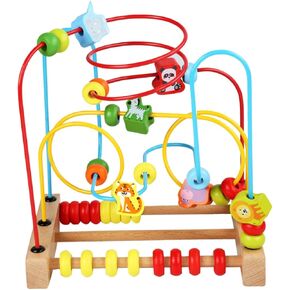 BESPORTBLE Wooden Bead Maze for Colorful Shape Sorter and Math Cognition Activity Three Track Educational for Motor Skills Development and Sensory Play