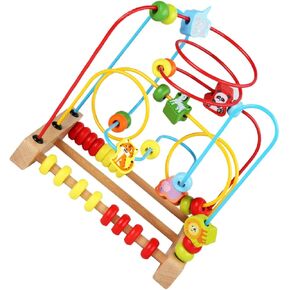 BESPORTBLE Wooden Bead Maze Roller for Interactive Shape Color Sorter Educational Abacus for Fine Motor Skills Engaging Parent Learning Activity
