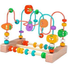 Wooden Bead Activity Toy for Preschoolers with Counting Features, Fruit