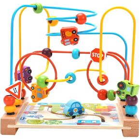 HANABASS 1Pc Beaded Maze Educational Round Beads Plaything for Enhances Color Recognition Imagination for Hand Eye Coordination Cognitive Development